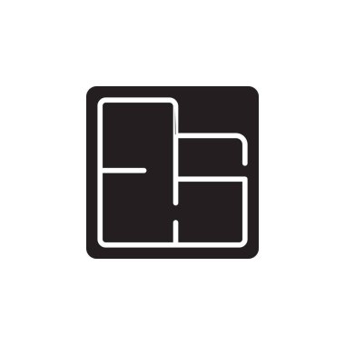 Vektör simge veya illüstrasyon konut ev mavi siyah renkli yazdırma