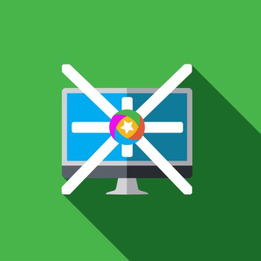 Düz tasarım tarzında reklam vektör simge veya Internet gösteren çizim