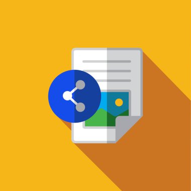 Vektör simge veya metin ve görüntü içeriği düz tasarım tarzında gösteren çizim