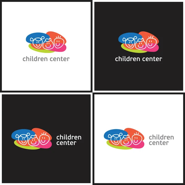 Vektör eps logo veya illüstrasyon çocuk eğitim merkezi anahat tarzı