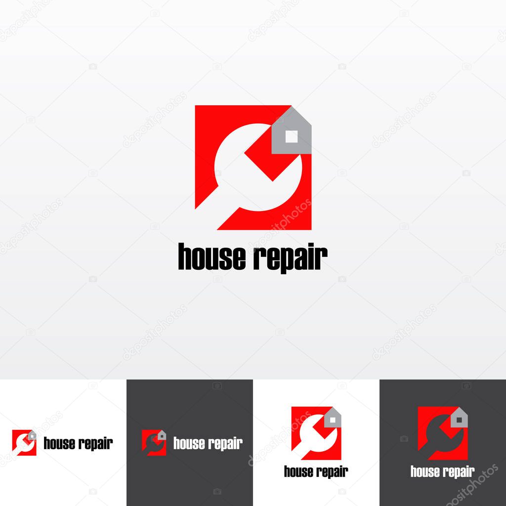 Vector logotype for house repair and maintenance eps file horisontal and vertical view