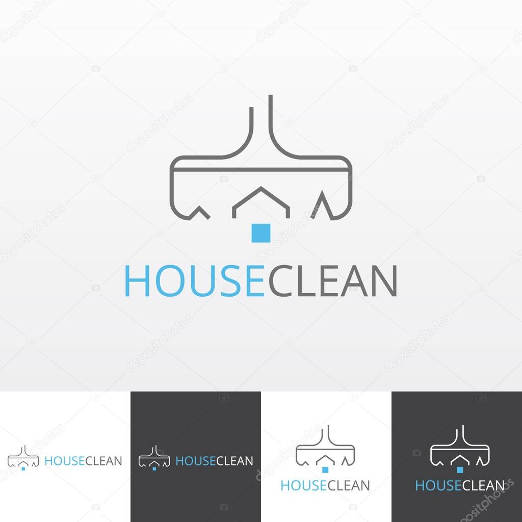 Vector logotype for house cleaning and maintenance eps file horisontal and vertical view