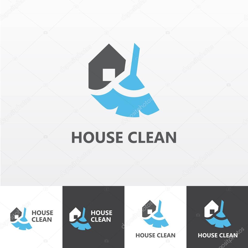 Vector logotype for house cleaning and maintenance eps file horisontal and vertical view