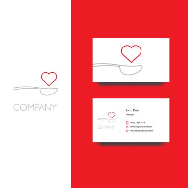 Yemek, yemek teslim veya restoraunt logosu ve kartvizit şablonu