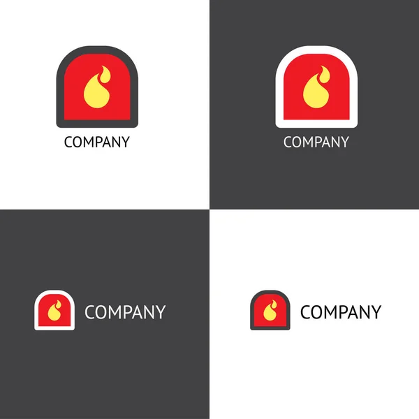 Fireplace services or selling company logo and business card template — Stock Vector