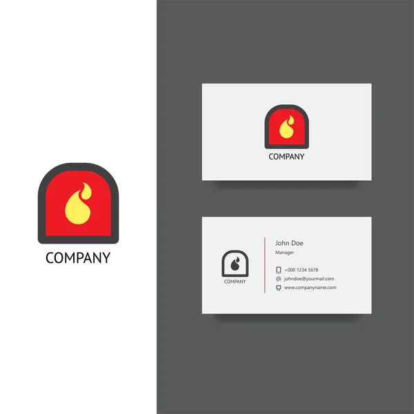 Fireplace services or selling company logo and business card template — Stock Vector