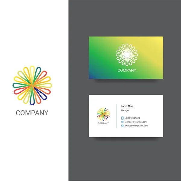 Flor venta o salón logotipo de la empresa y plantilla de tarjeta de visita — Vector de stock