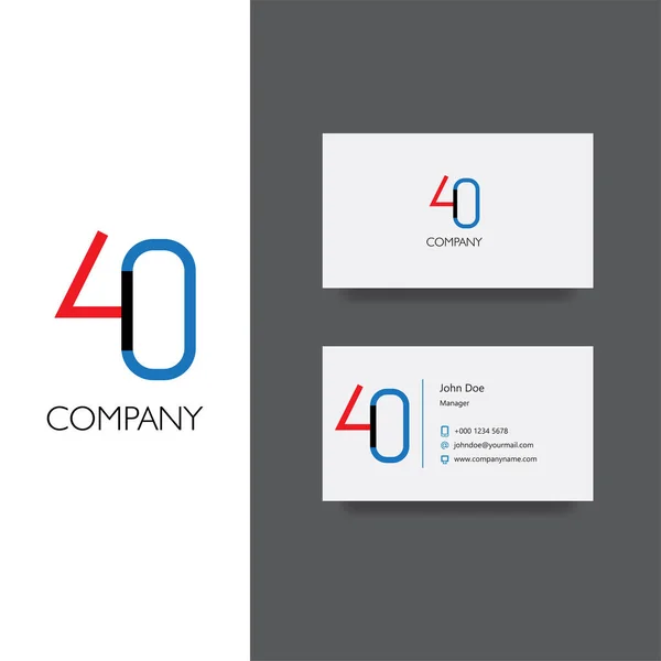 Forty nombre entreprise Logo et modèle de carte de visite — Image vectorielle