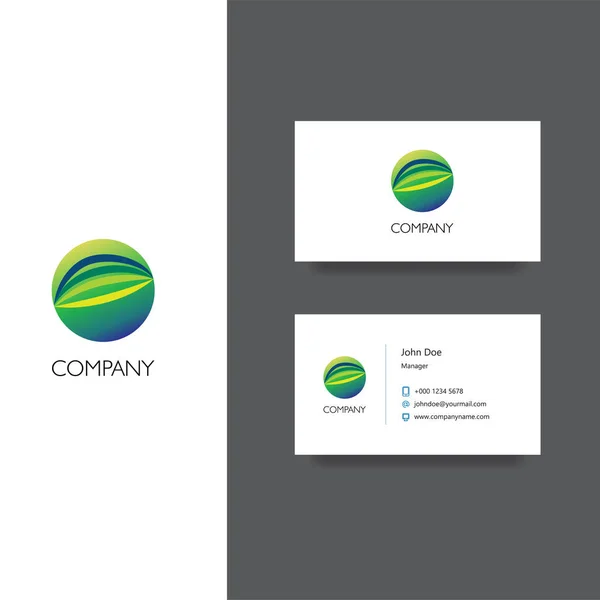 Logo van het bedrijf met vezel illustratie en visitekaartjes sjabloon — Stockvector