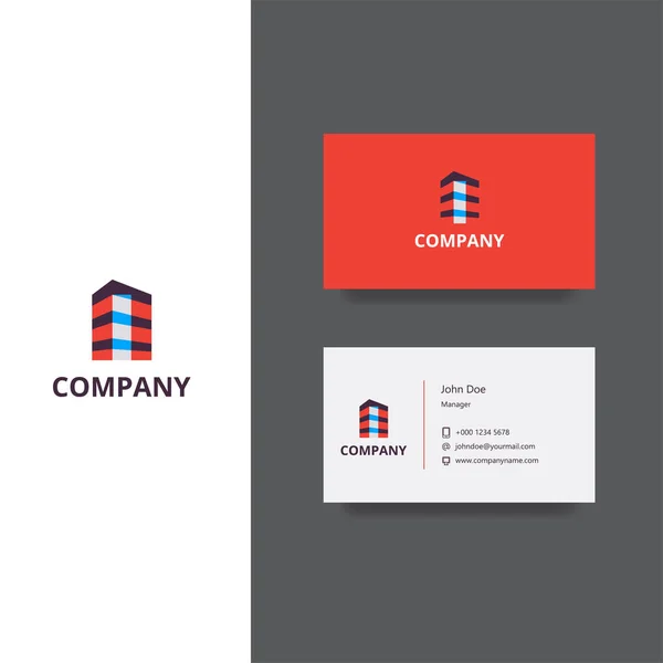 Arquitecto o empresa constructora logotipo y plantilla de tarjeta de visita — Vector de stock