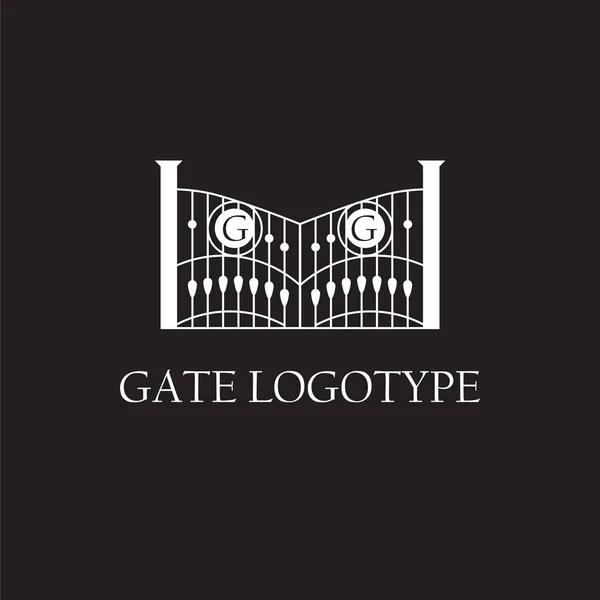 Logotipo da empresa com ilustração de portão — Vetor de Stock