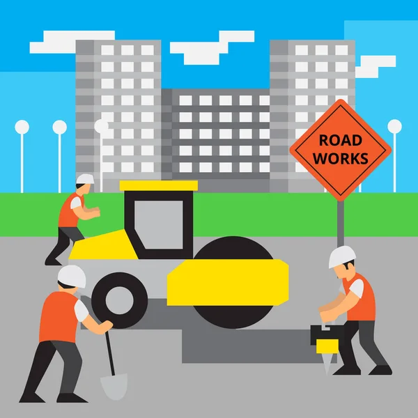 Road werk vectorillustratie — Stockvector