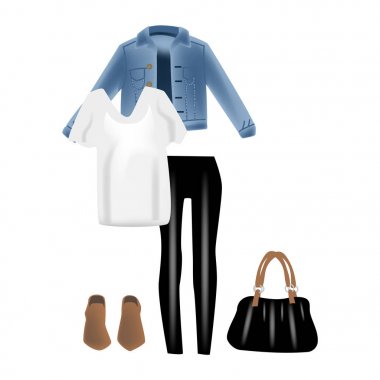 Vektör gerçekçilik çizim modern bir görünüm kot denim ceket ile.