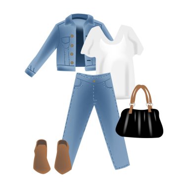 Vektör gerçekçilik çizim modern bir görünüm kot denim ceket ile.