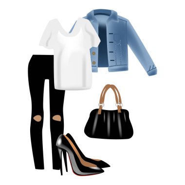 Vektör gerçekçilik çizim modern bir görünüm kot denim ceket ile.