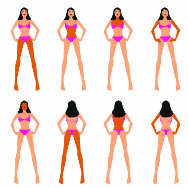 Farklı cilt tonu bölgeleri ile vektör çizim