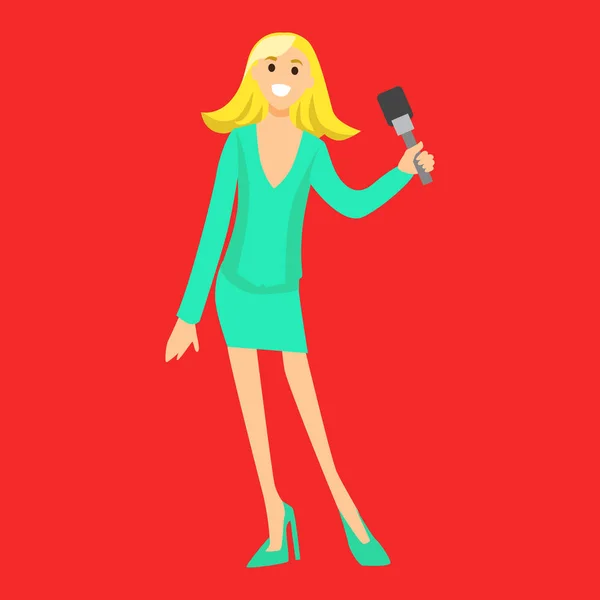 Vector illustratie Tv journalist praten in front camera — Stockvector