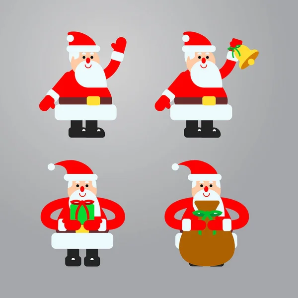 Санта в различных действиях векторный набор — стоковый вектор