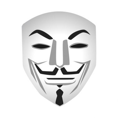Beyaz arka plan üzerinde anonim maskesi vektör çizim