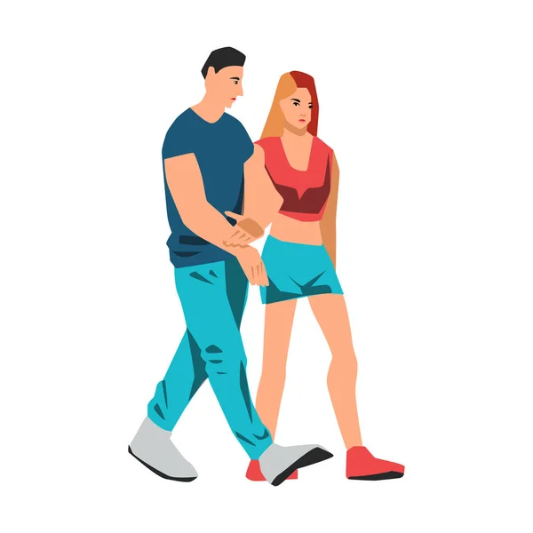 Couple walking together vector illustration on white background — Stock Vector