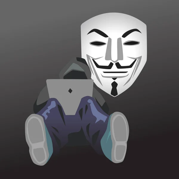 Hacker is using computer to attack vector illustration — Stock Vector