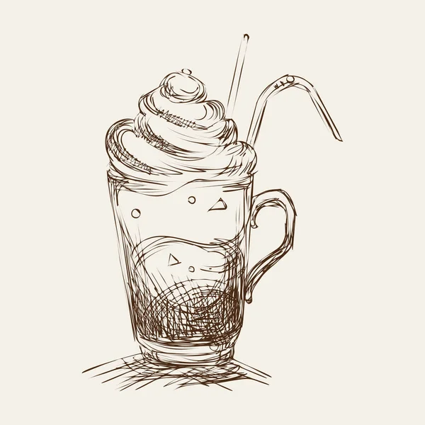 Illustration vectorielle de style croquis café glacé — Image vectorielle