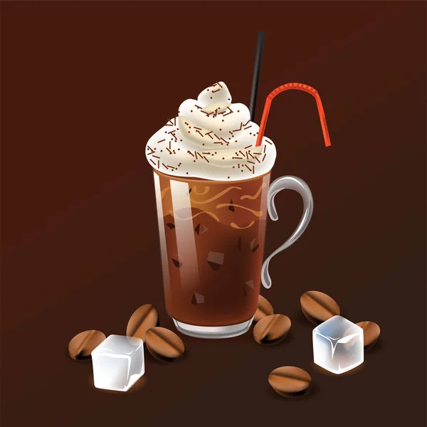 Eiskaffee Realismus Stil Vektor Illustration — Stockvektor