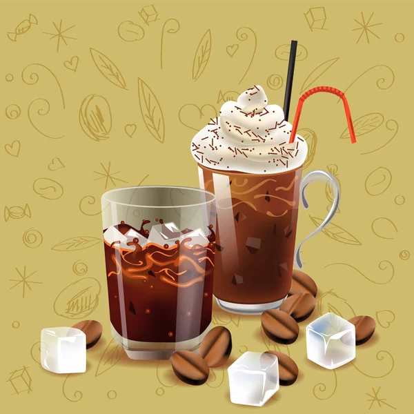 Eiskaffee Realismus Stil Vektor Illustration — Stockvektor