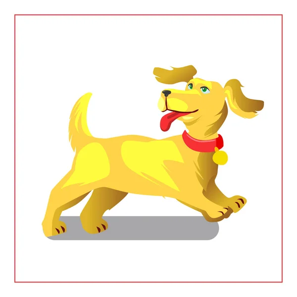 Ilustración vectorial plana con perro feliz corriendo — Vector de stock