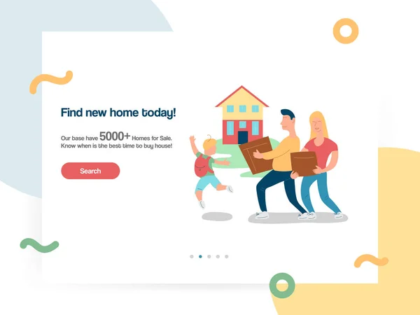 Web design πρότυπο με οικογένεια μετακομίζει σε νέο φορέα — Διανυσματικό Αρχείο