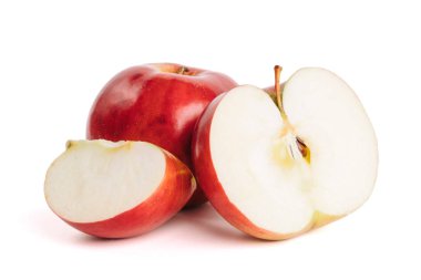 Beyaz arkaplanda kırmızı elma izole edildi