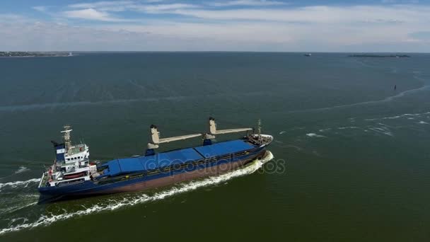 Algemene vrachtschip op zee - luchtfoto beeldmateriaal — Stockvideo
