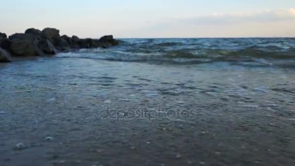 Sea Waves over Sand Beach Holiday Background — Stock Video