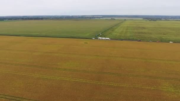 Vista aérea. Voando sobre a estrada, campo. Fotografia da câmara aérea . — Vídeo de Stock