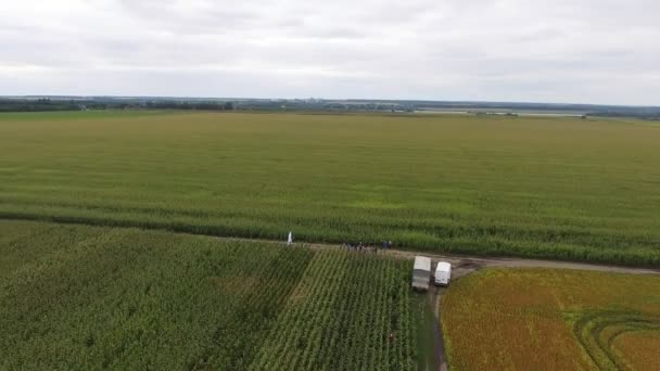 Vista aérea. Voando sobre a estrada, campo. Fotografia da câmara aérea . — Vídeo de Stock