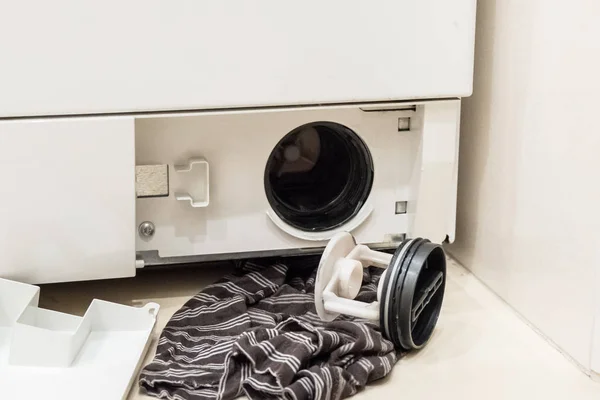 Unscrewed Lid Garbage Filter Washing Machine — Stock Photo, Image