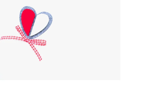 Wooden heart with a bow on a white background. Background for St. Valentines Day — 图库照片