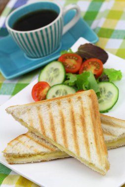Kızarmış ekmek peynir ve jambon, closeup ile
