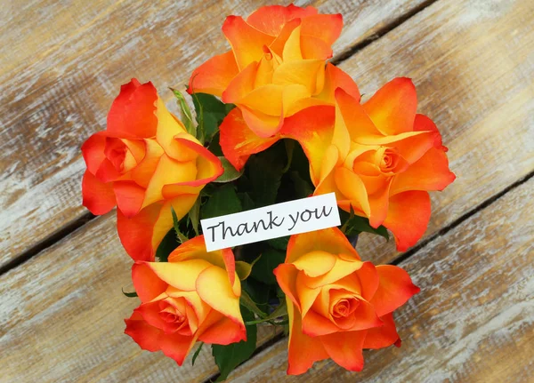 Carte de remerciement avec bouquet de roses — Photo