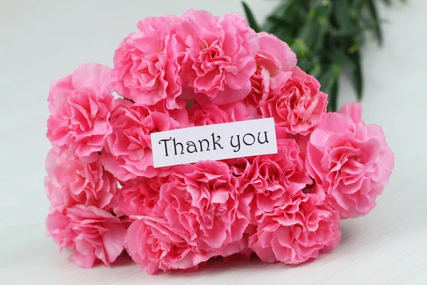 Thank you card with pink carnations — Stock Photo, Image