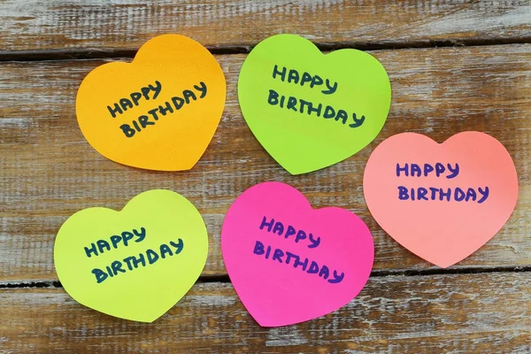 Feliz Cartão Aniversário Com Corações Papel Coloridos — Fotografia de Stock