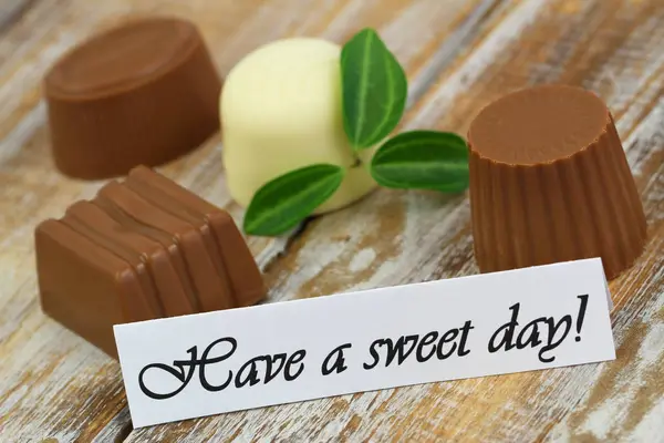 Have Sweet Day Card Assorted Chocolates — Stock Photo, Image