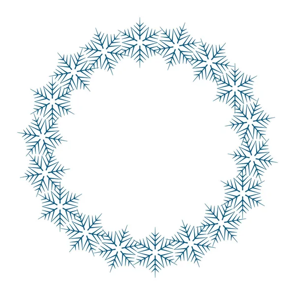 Sada vektorových dekorativních rámů na Vánoce a Nový rok se sněhovými vločkami na bílém pozadí — Stockový vektor
