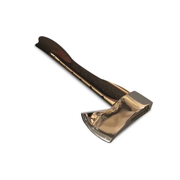 Beyaz bir arka plan üzerinde bir demir altın balta izole
