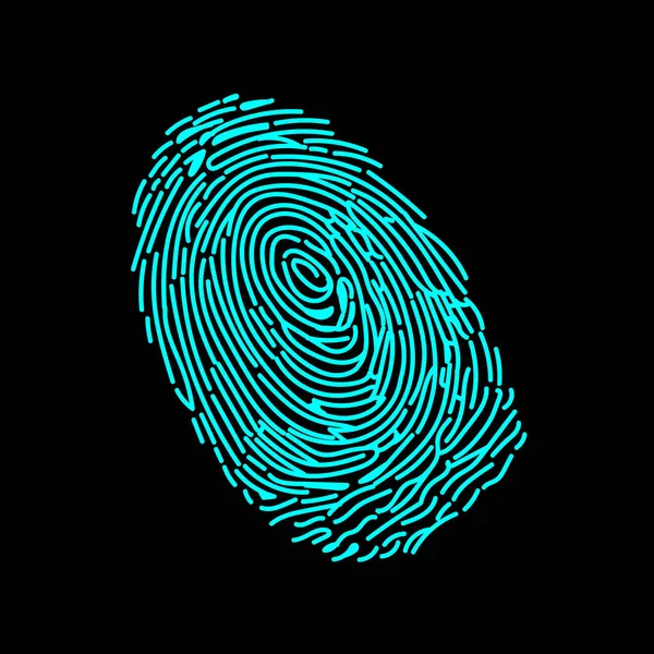 Бирюзовый eIsolated отпечаток пальца человека знак идентификации поры — стоковый вектор