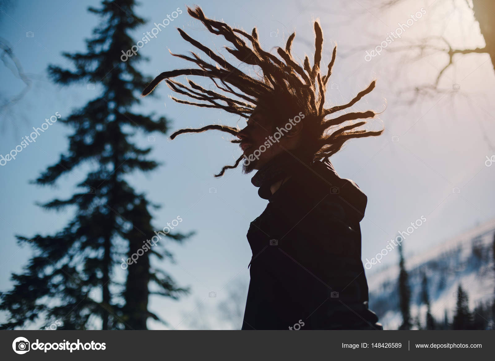 Man With Dreads Silhouette Man Silhouette With Windy