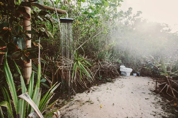 Shower Toilet Outdoor Tropical Bathroom — Stock Photo, Image