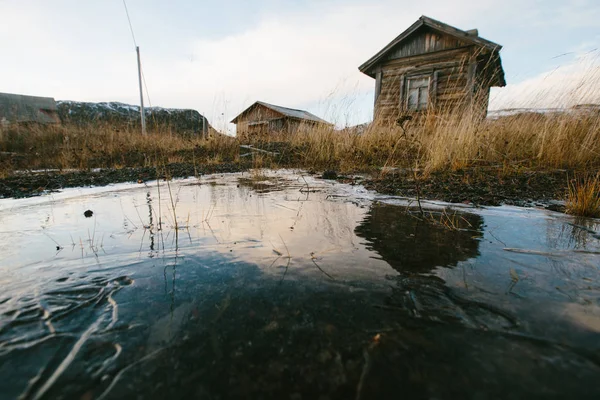 Real Russian Landscape Old House Russia North Village Teriberka Murmansk — ストック写真