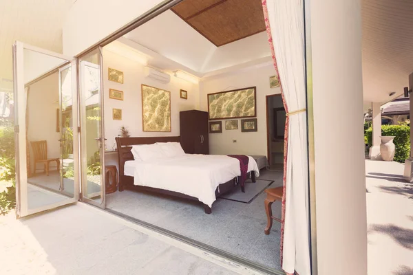 Luxury Villa Bed Room Interior Open Space Garden Terrace — ストック写真