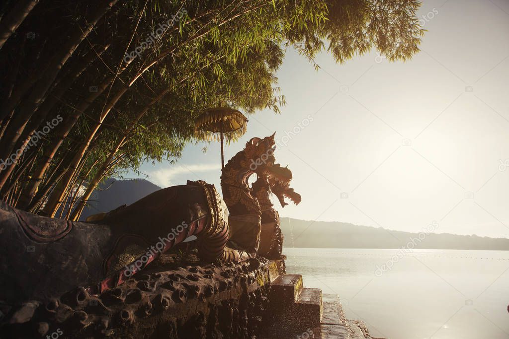 Bali symbol picture: Pura Ulun Danu Bratan temple on mountain lake